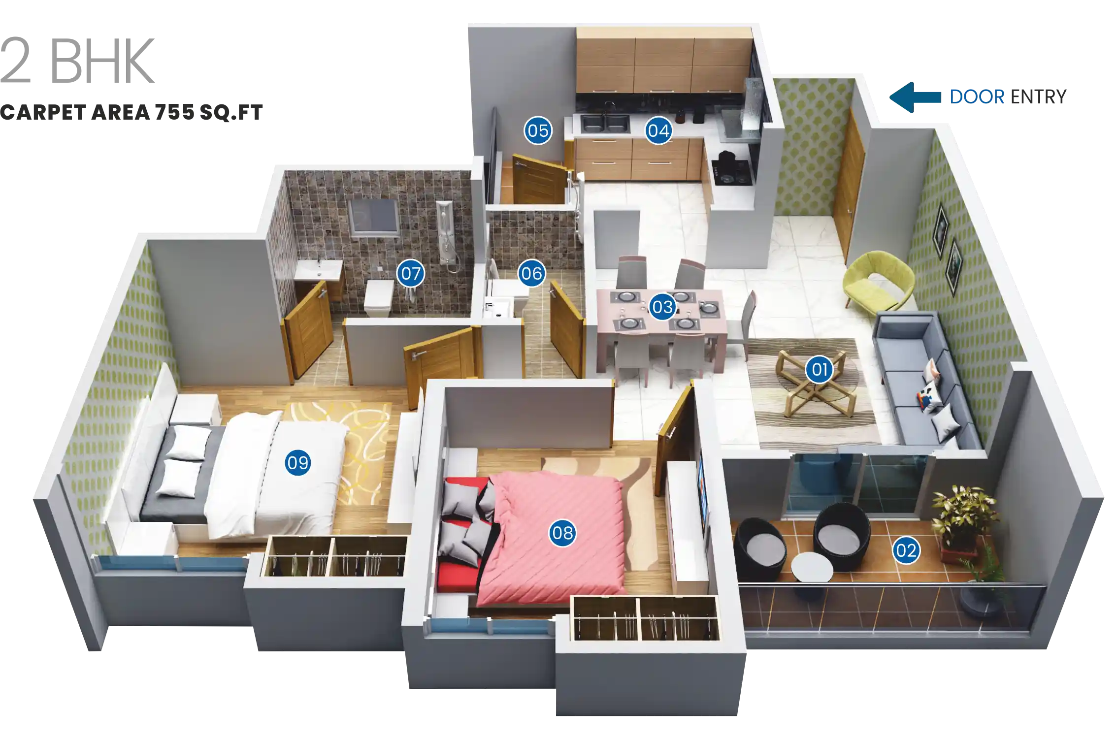 3 BHK Unit Plan